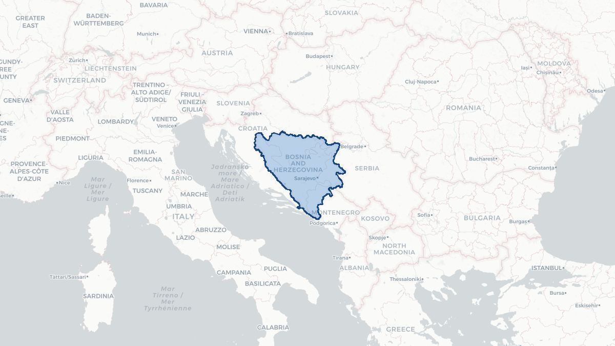 Map of Bosnia and Herzegovina