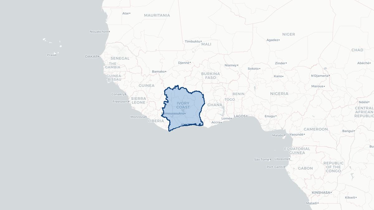 Map of Ivory Coast