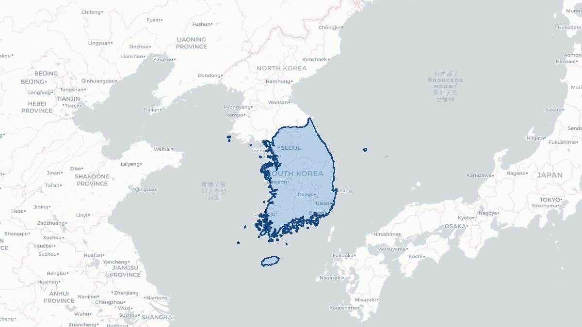 Map of Sør-Korea